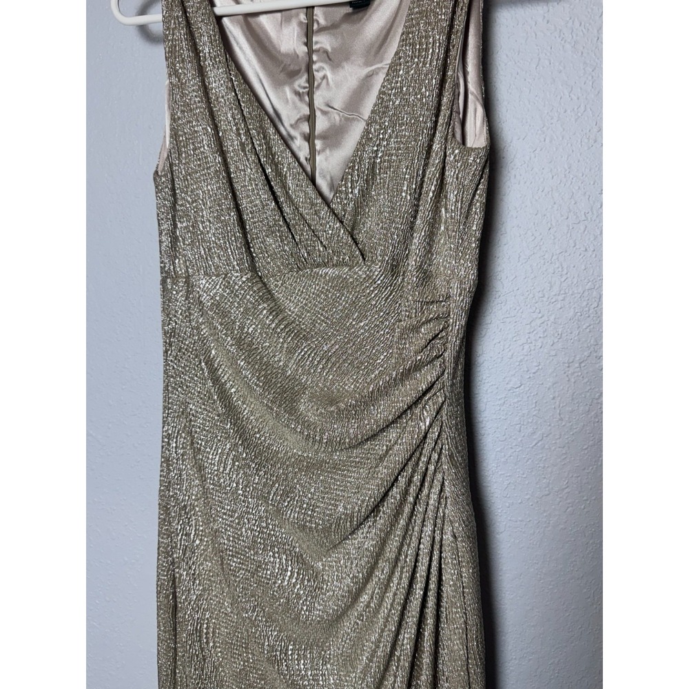 Lauren Ralph Lauren Dress Women's Size 6 Gold Holiday Party Glamour Elegant - Picture 5 of 16